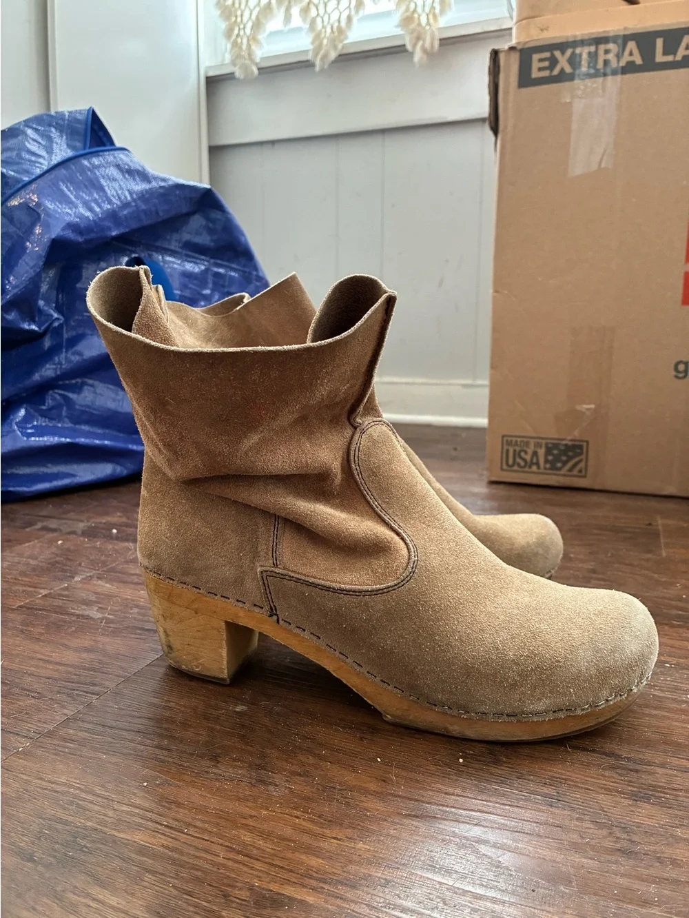 Sanita suede clog boots
